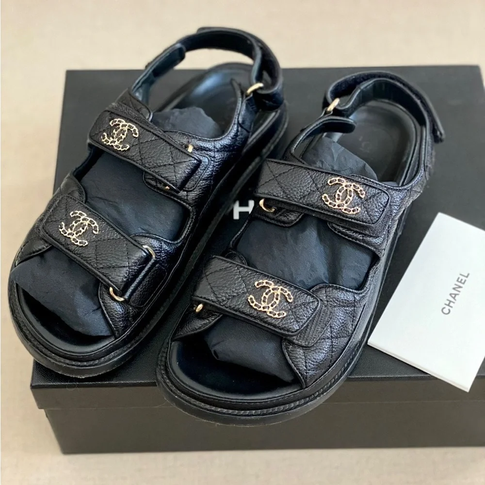 ** SOLD ** CHANEL CC DAD SANDALS - Picture 2 of 13